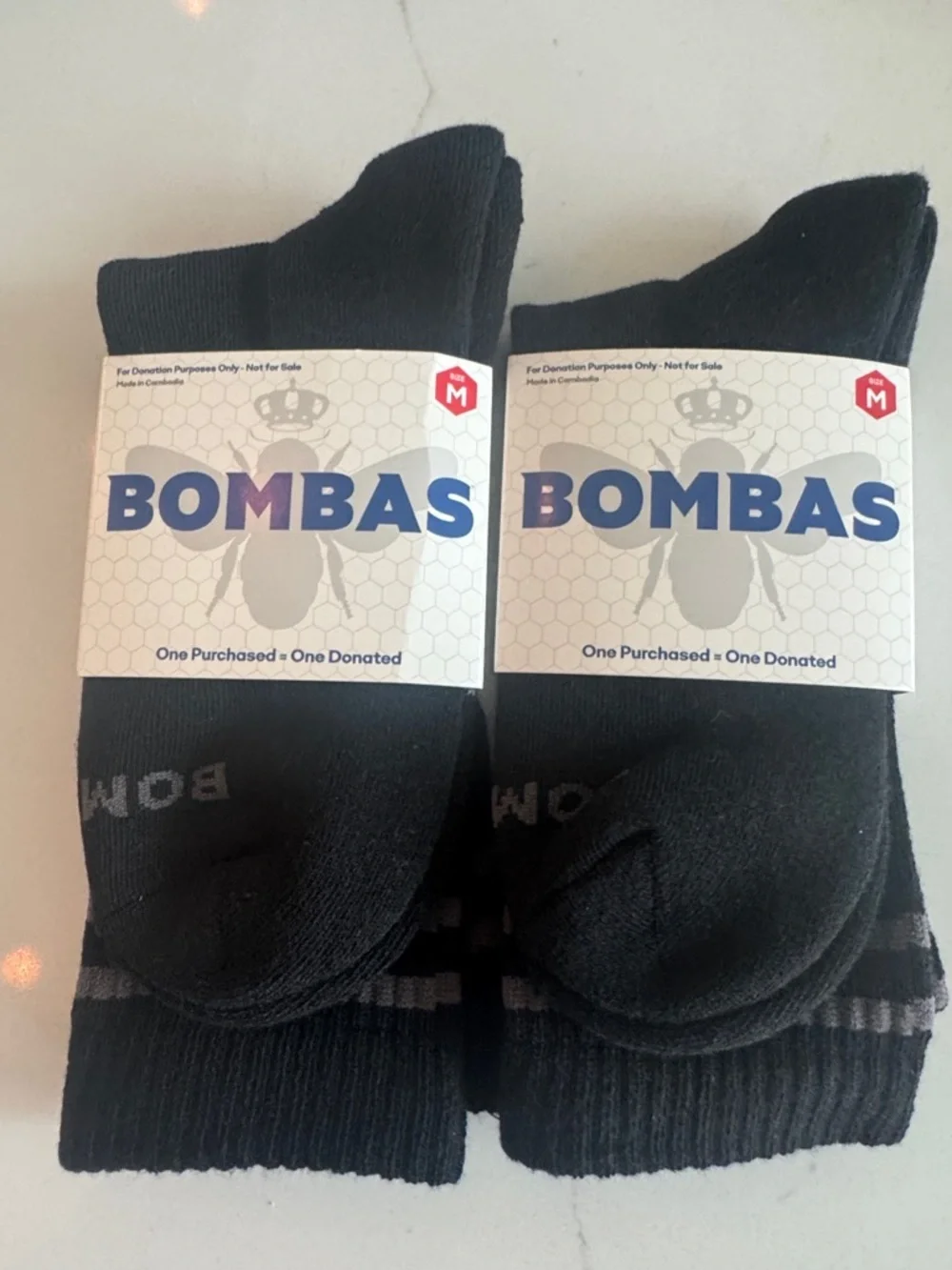 Bombas NWT Unisex Black Crew socks 2 Pair Size: MED